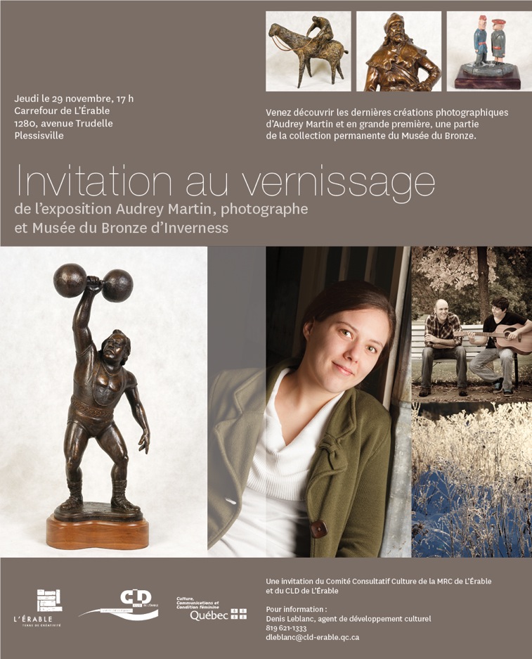 Invitation au vernissage d'Audrey Martin Photographe et Musée du Bronze d'Inverness