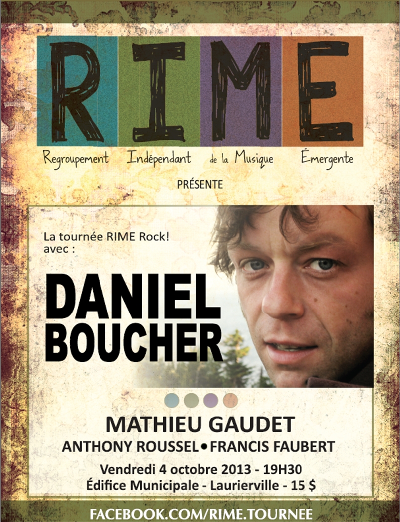 affiche spectacle Laurierville MRC de L'Érable Daniel Boucher Tournée RIME