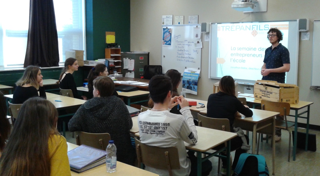 Jonathan Brière de l'entreprise Trépanfils dans le cadre de la Semaine des entrepreneurs à l'école