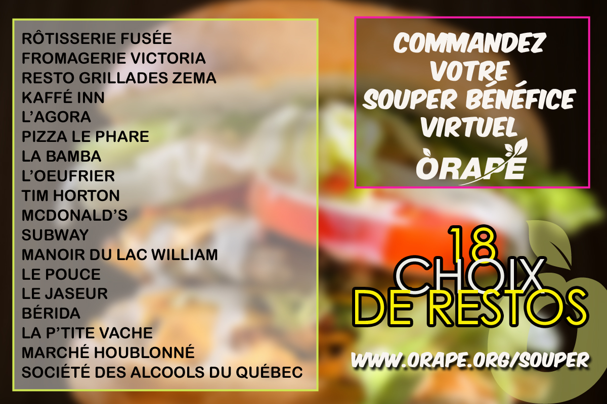 ORAPÉ - Souper virtuel