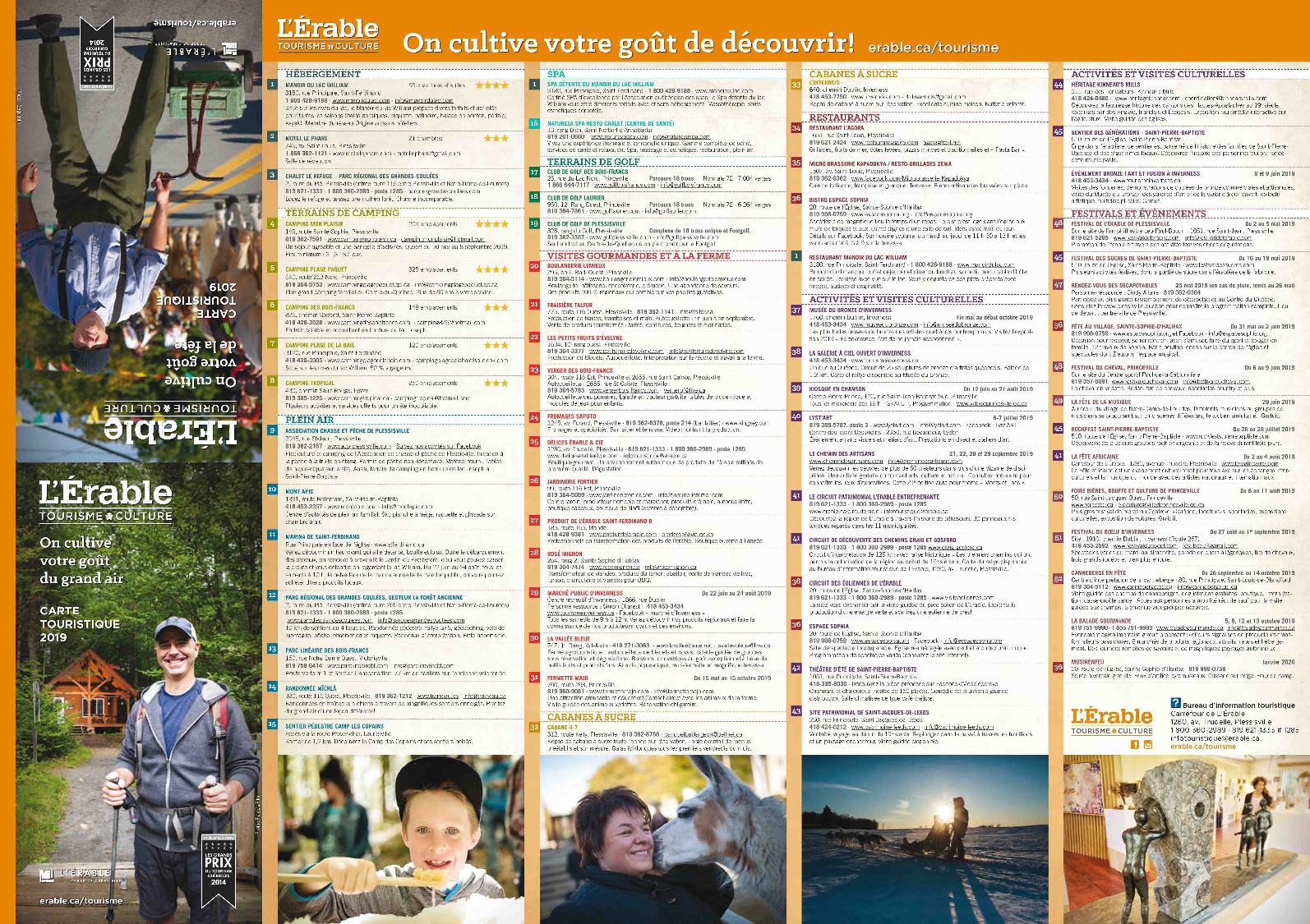 Carte touristique et culturelle 2019 de L'Érable