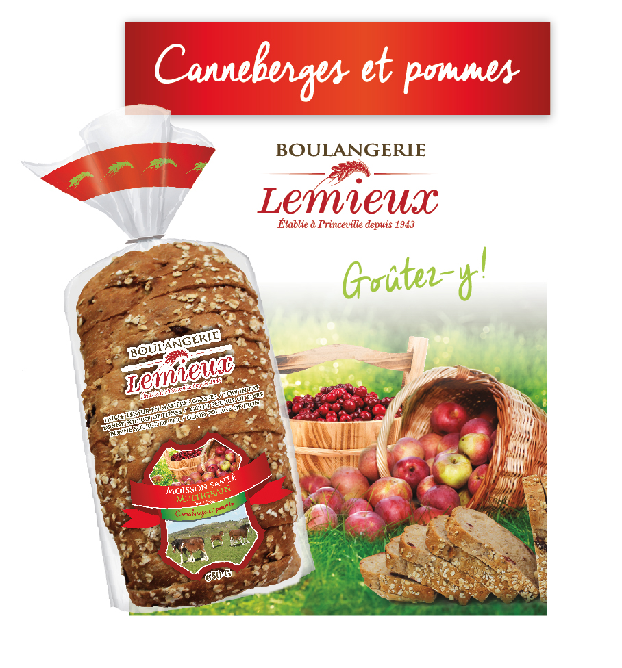 pain multigrain pommes canneberges