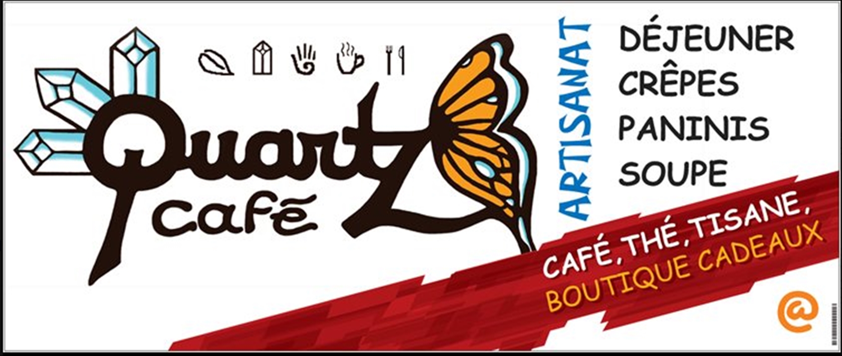 Affiche logo Boutique Quartz café Plessisville dans la MRC de L'Érable