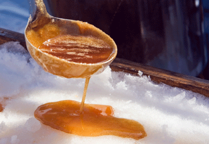 Cabane à sucre et tire sur la neige au Mont Apic