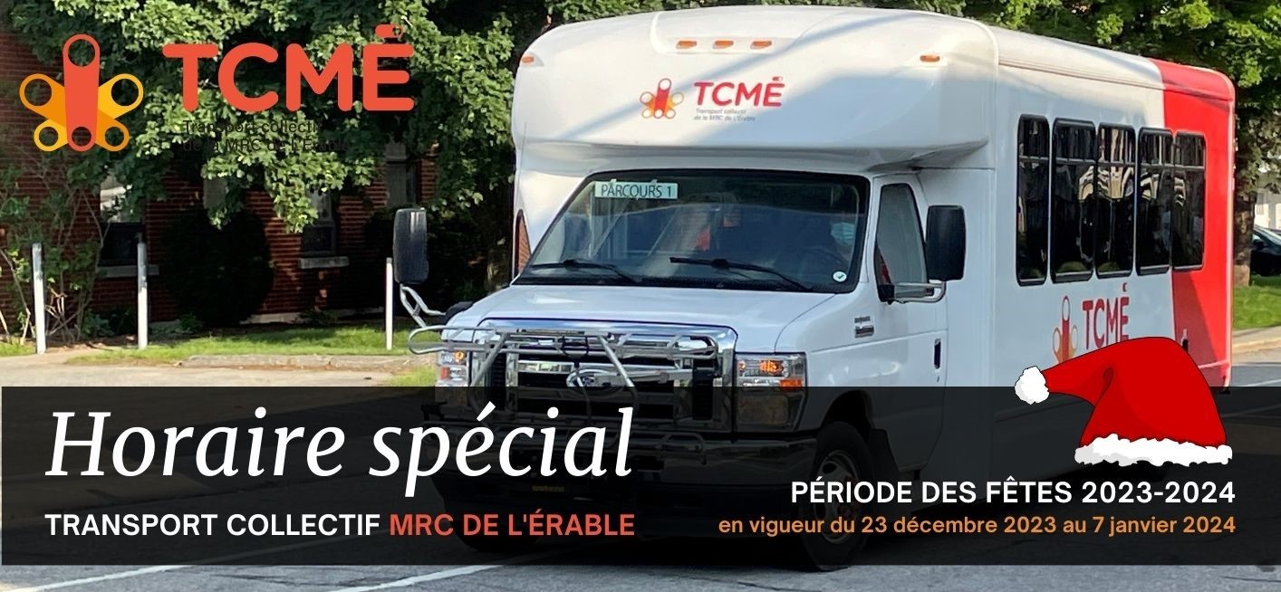 Transport collectif MRC de L'Érable, horaire des fêtes 2023