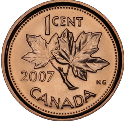 Une cent monnaie canadienne